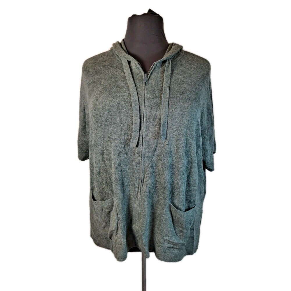 Barefoot Dreams Women Sweatshirt Hoodie Sz L/XL CozyChic Ultra Lite Blue Spruce